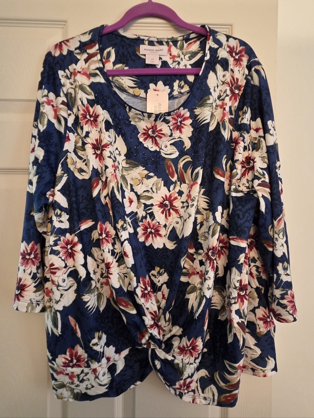 Allison Daley Floral Blue Woman Top - 3X